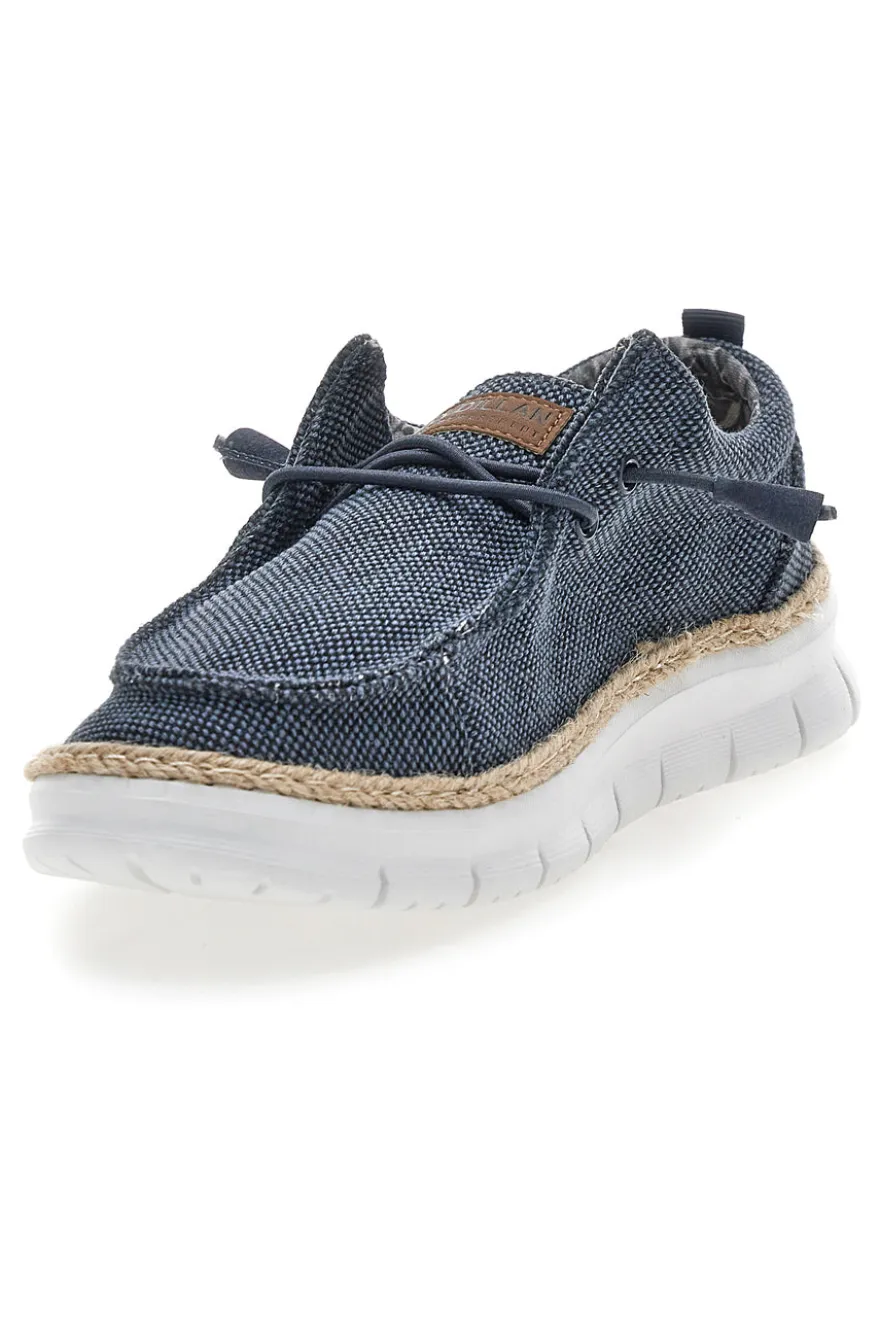 Mocassini blu in tessuto con lacci Max dillan WALLY BIG CVS