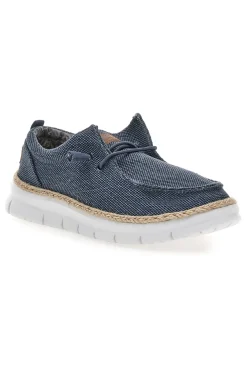 Mocassini blu in tessuto con lacci Max dillan WALLY BIG CVS