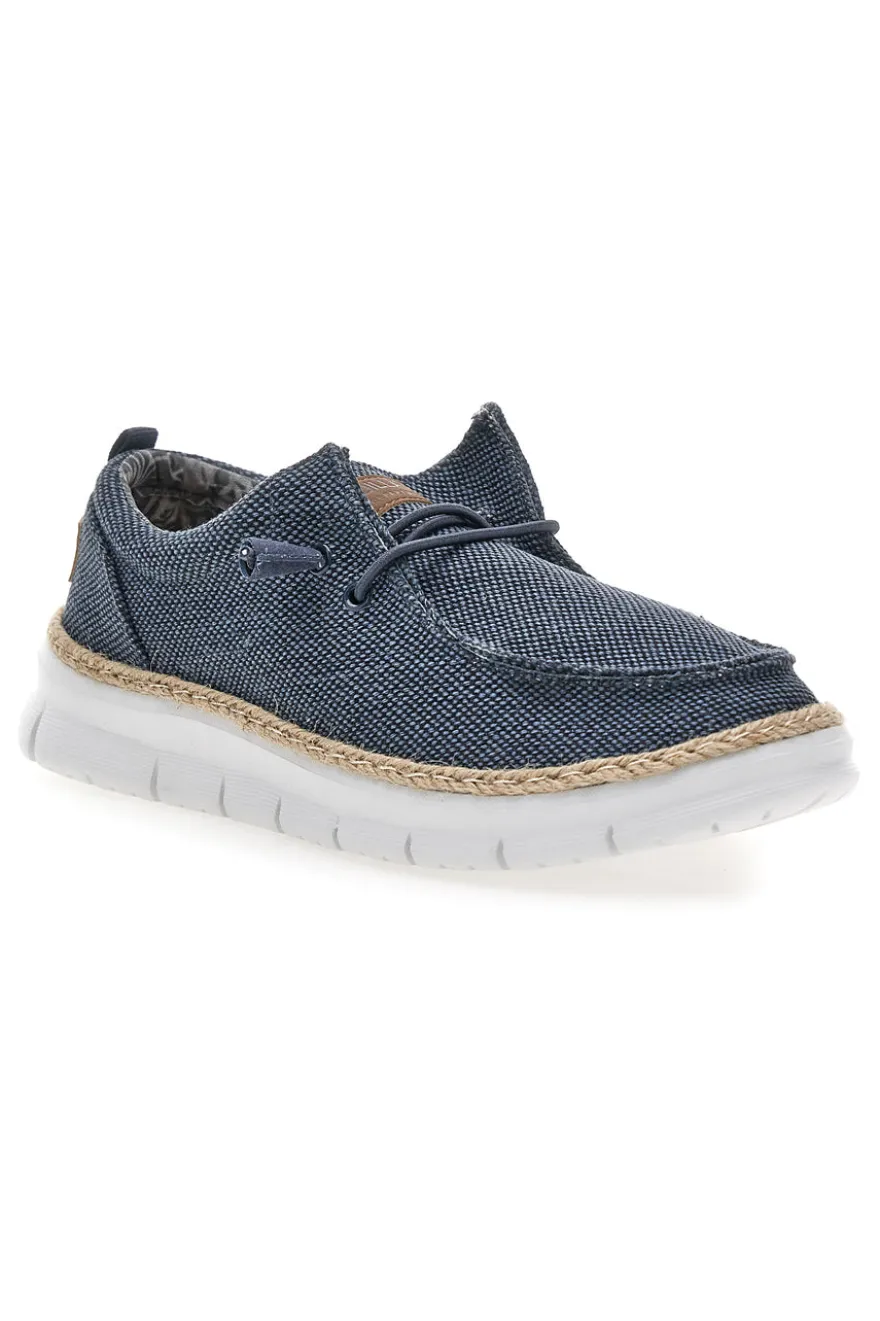 Mocassini blu in tessuto con lacci Max dillan WALLY BIG CVS