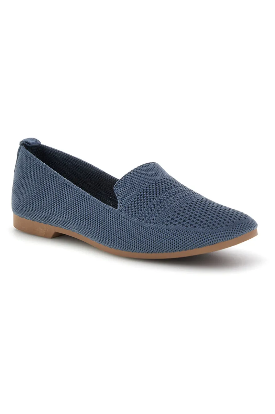 Mocassini blu in tessuto traforato First lady P674