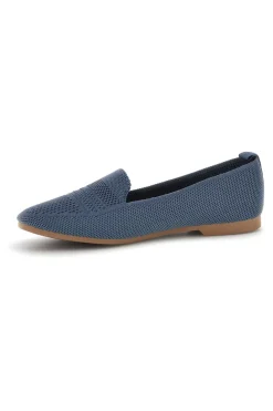 Mocassini blu in tessuto traforato First lady P674