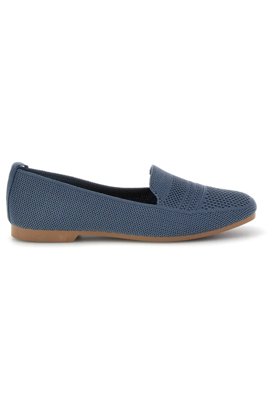Mocassini blu in tessuto traforato First lady P674