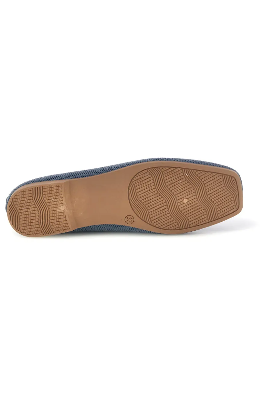 Mocassini blu in tessuto traforato First lady P674