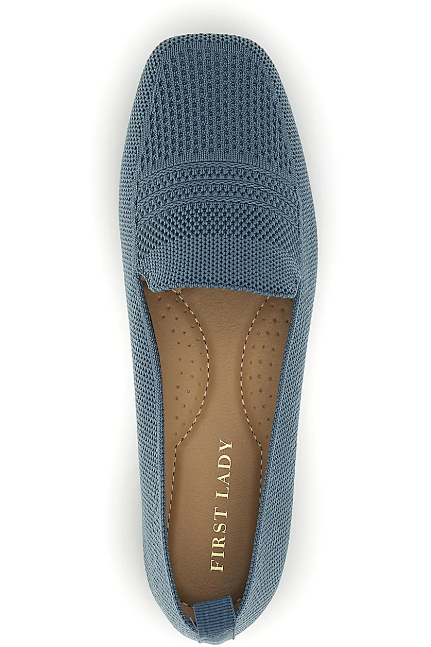 Mocassini blu in tessuto traforato First lady P674