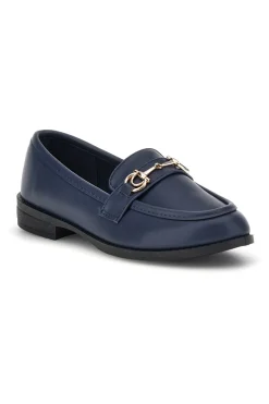 Mocassini blu in tessuto con morsetto First lady P675