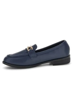 Mocassini blu in tessuto con morsetto First lady P675