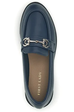 Mocassini blu in tessuto con morsetto First lady P675