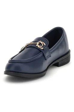 Mocassini blu in tessuto con morsetto First lady P675