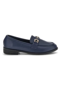 Mocassini blu in tessuto con morsetto First lady P675