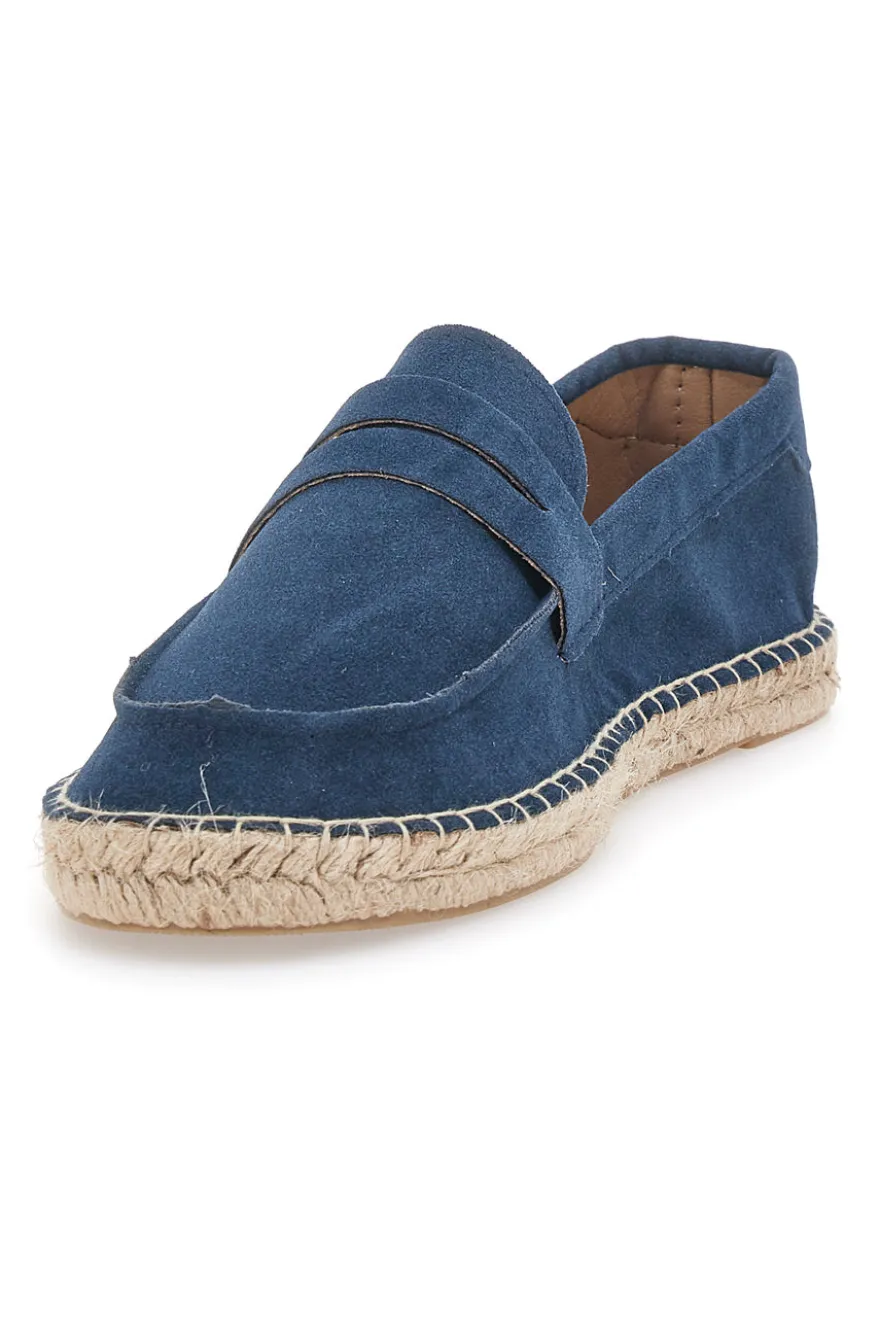 Mocassini blu in tessuto con suola in corda PITTARELLO SUN SG24L313