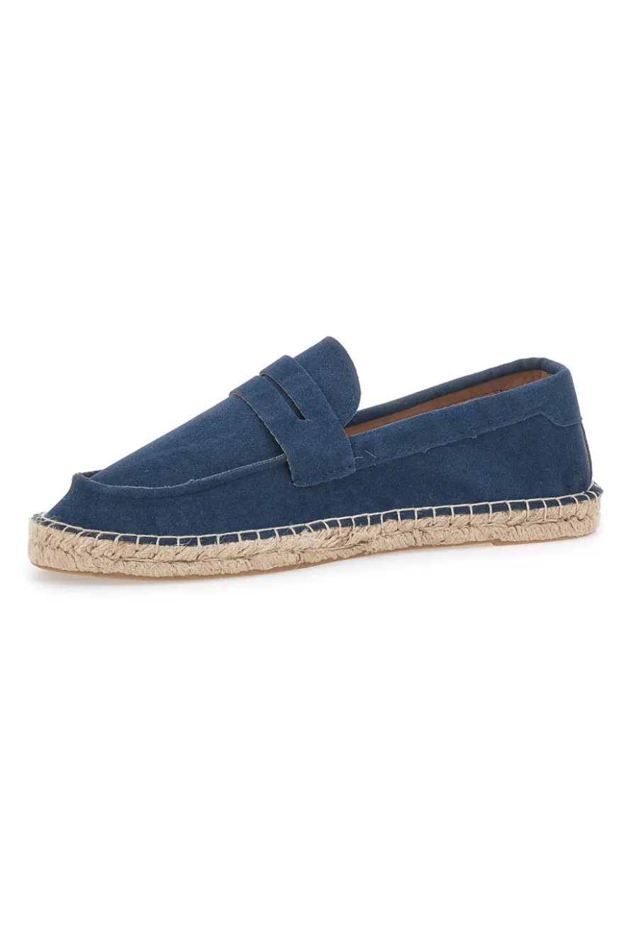 Mocassini blu in tessuto con suola in corda PITTARELLO SUN SG24L313