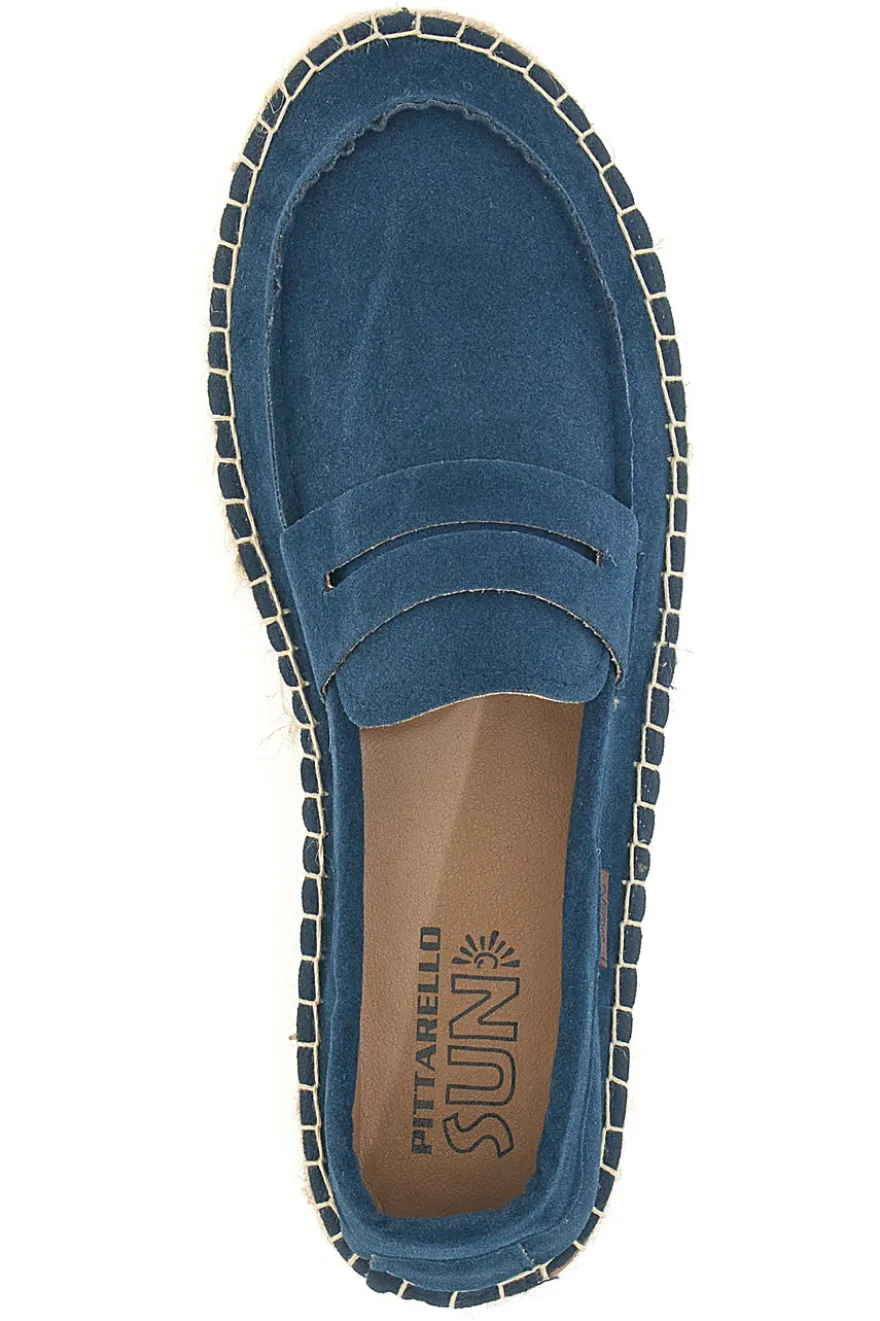Mocassini blu in tessuto con suola in corda PITTARELLO SUN SG24L313