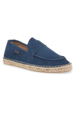 Mocassini blu in tessuto con suola in corda PITTARELLO SUN SG24L313