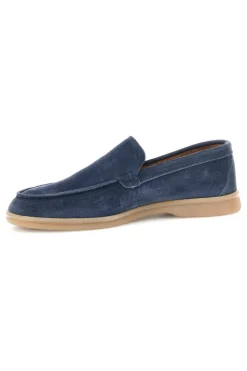 Mocassini blu in vera pelle made in Italy Ptr 800