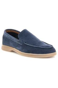Mocassini blu in vera pelle made in Italy Ptr 800