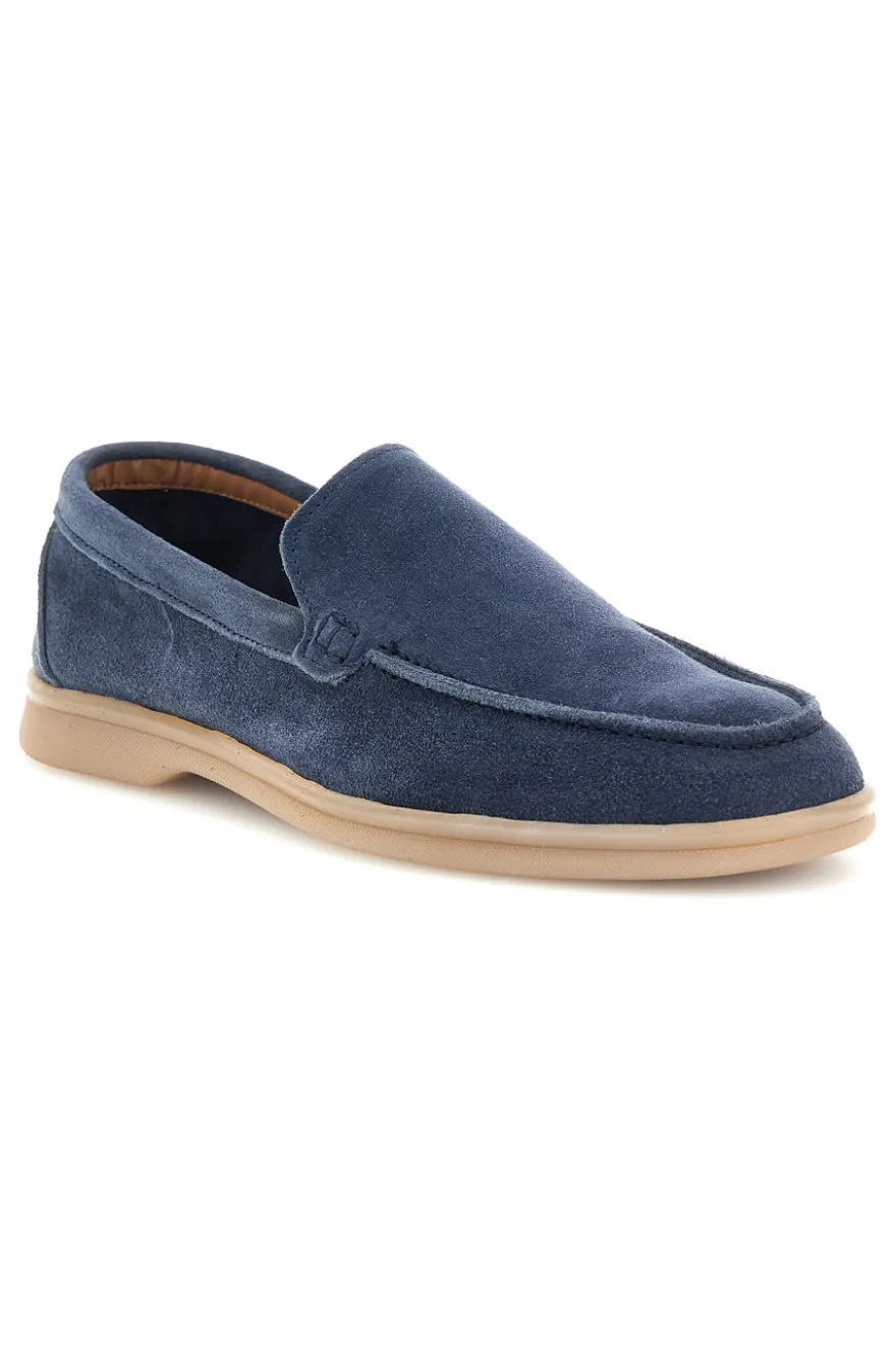 Mocassini blu in vera pelle made in Italy Ptr 800