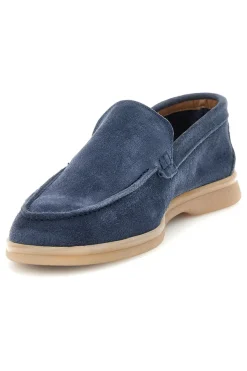 Mocassini blu in vera pelle made in Italy Ptr 800