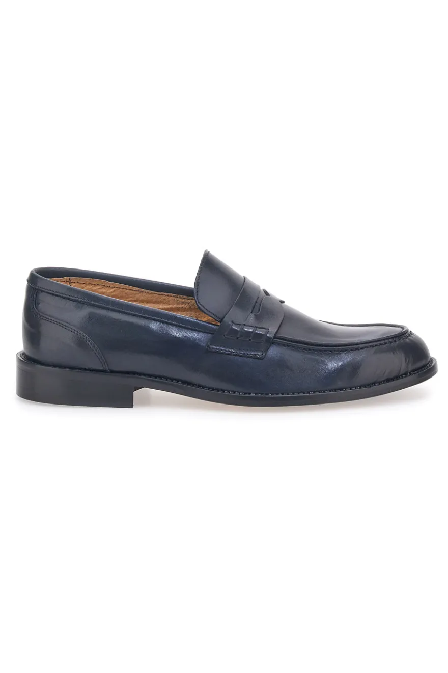 Mocassini Blu in Vera Pelle Pittarello 77109