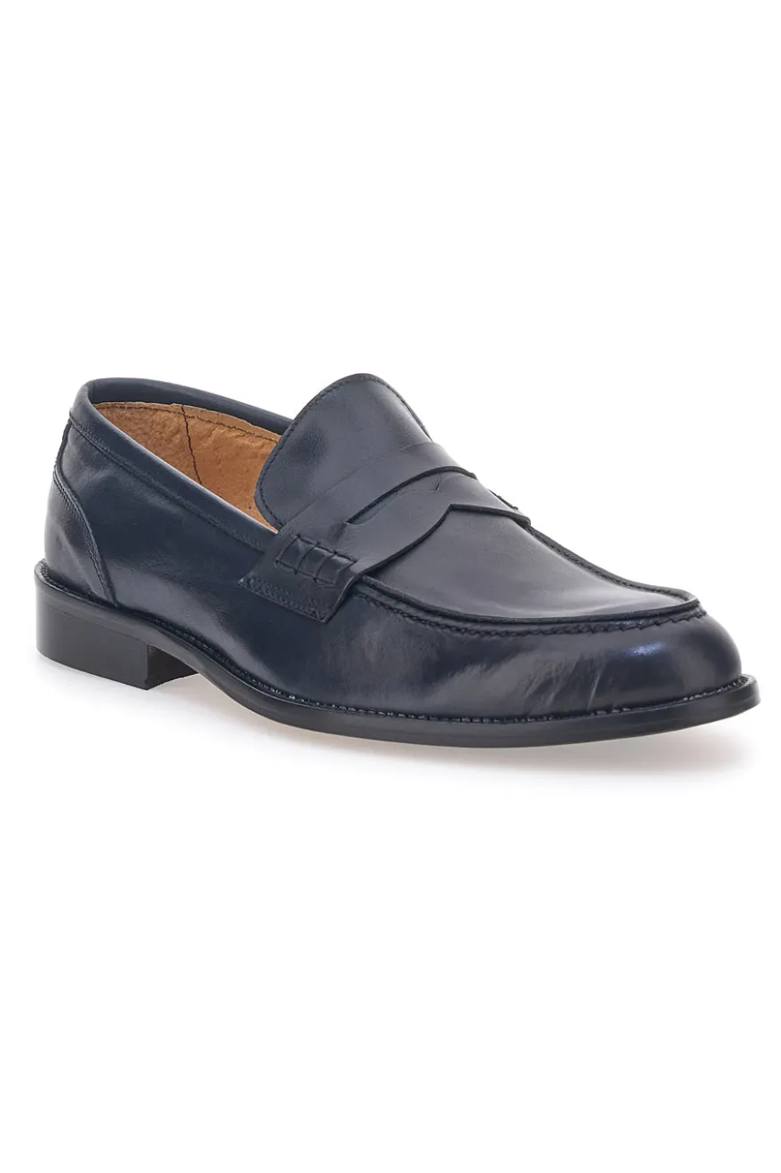 Mocassini Blu in Vera Pelle Pittarello 77109