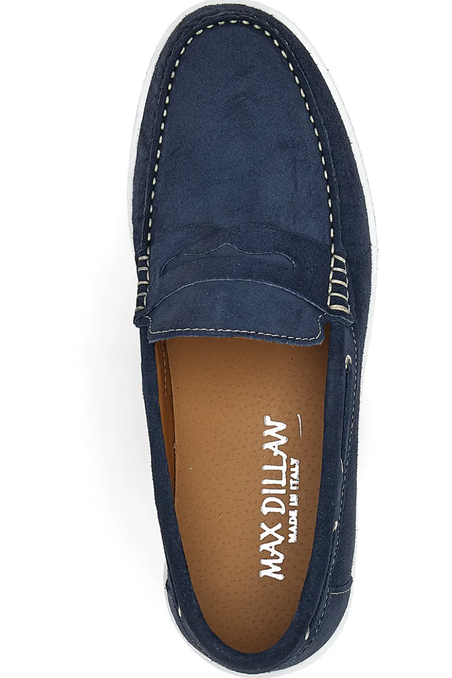 Mocassini Blu In Vera Pelle Scamosciata Max Dillan 420