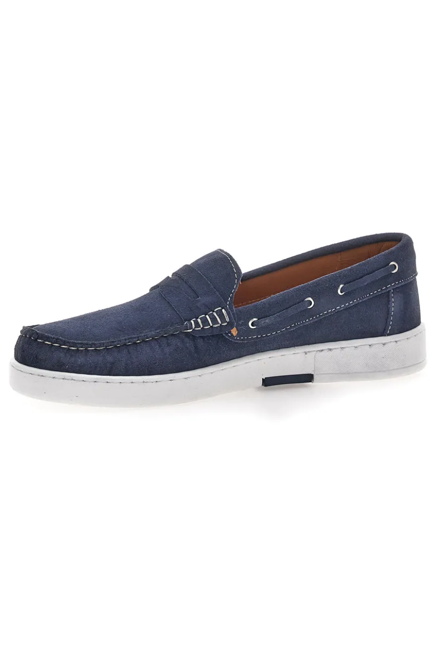 Mocassini Blu In Vera Pelle Scamosciata Max Dillan 420