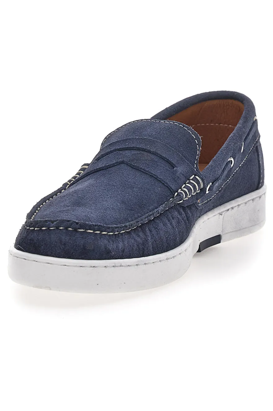Mocassini Blu In Vera Pelle Scamosciata Max Dillan 420