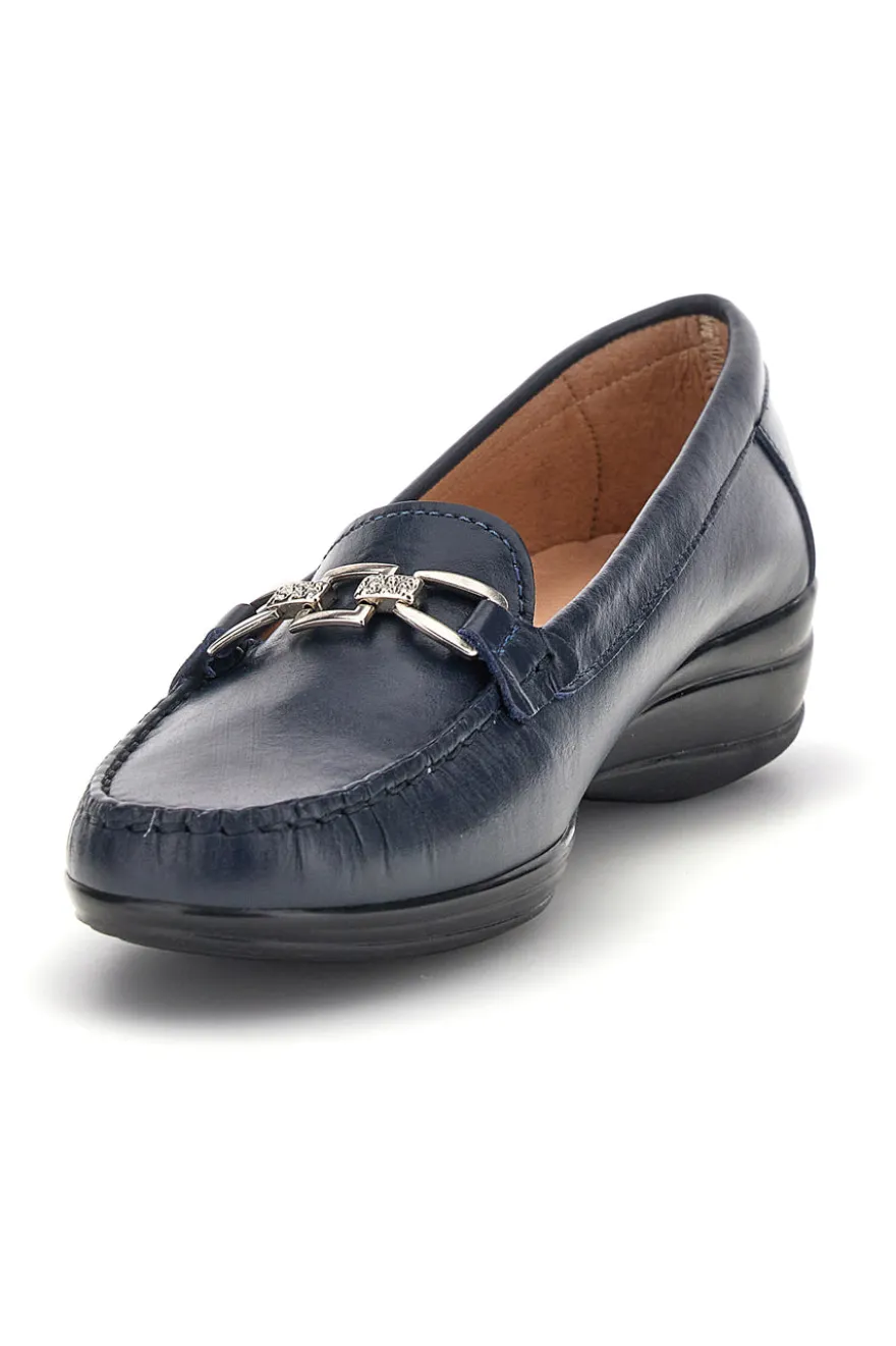 Mocassini blu in vera pelle Pittarello Focus 8135