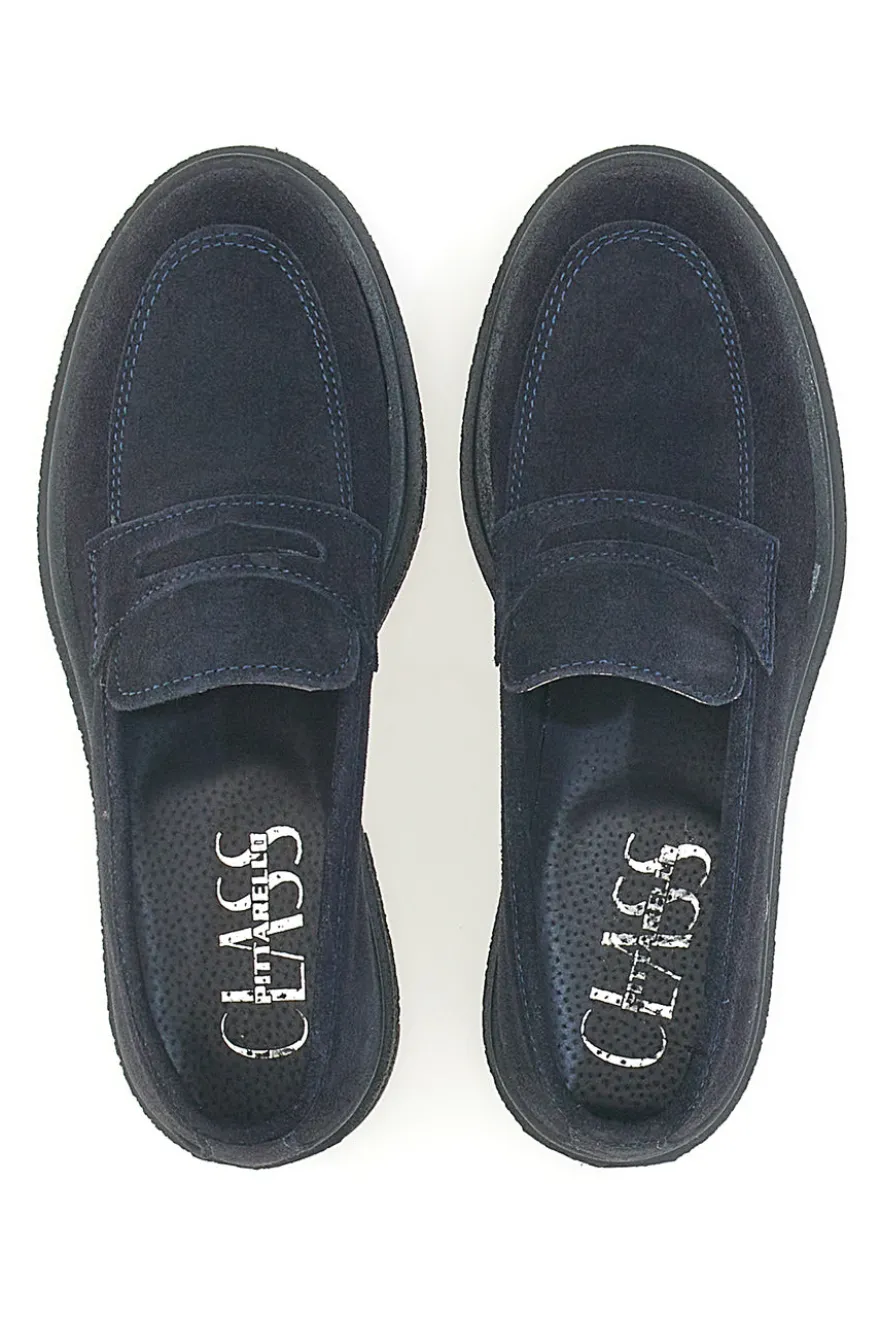 Mocassini Blu Vera Pelle Made In Italy PITTARELLO Class 2004