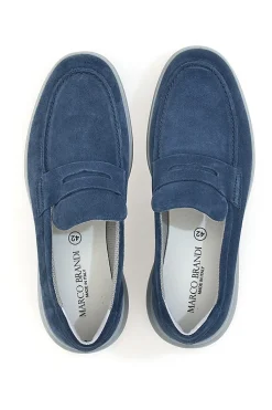 Mocassini blu vera pelle made in italy Marco brandi 157