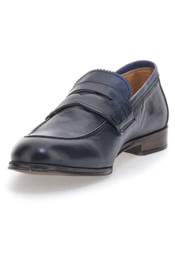 Mocassini blu vera pelle made in italy Pittarello plus 1051