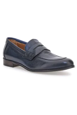 Mocassini blu vera pelle made in italy Pittarello plus 1051