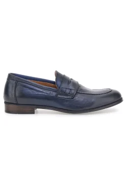 Mocassini blu vera pelle made in italy Pittarello plus 1051
