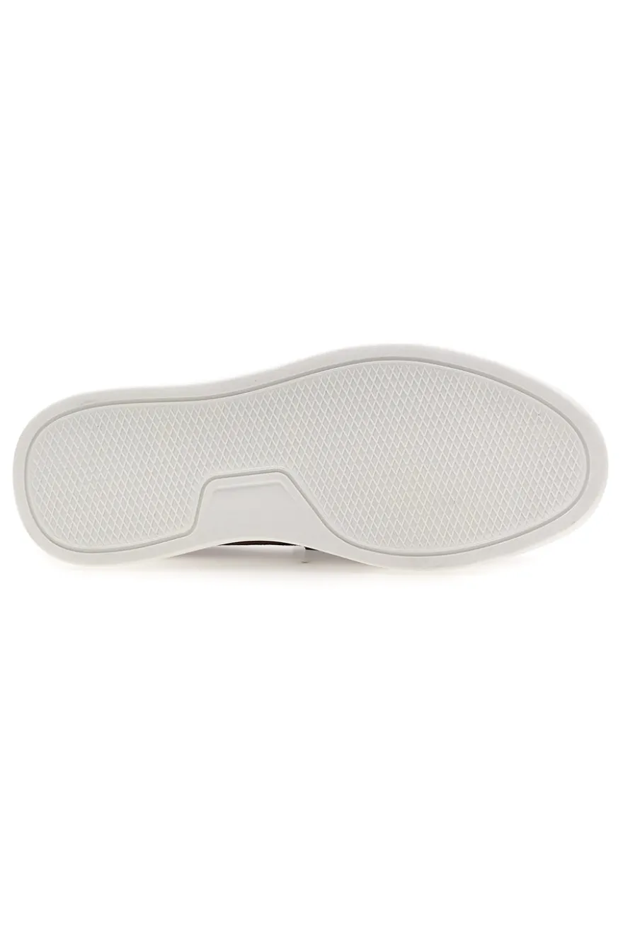 Mocassini caffè slip on con suola bianca Longford C53086
