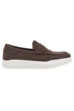 Mocassini caffè slip on con suola bianca Longford C53086