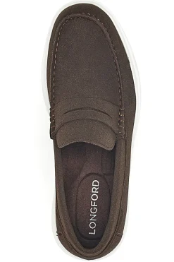 Mocassini caffè slip on con suola bianca Longford C53086