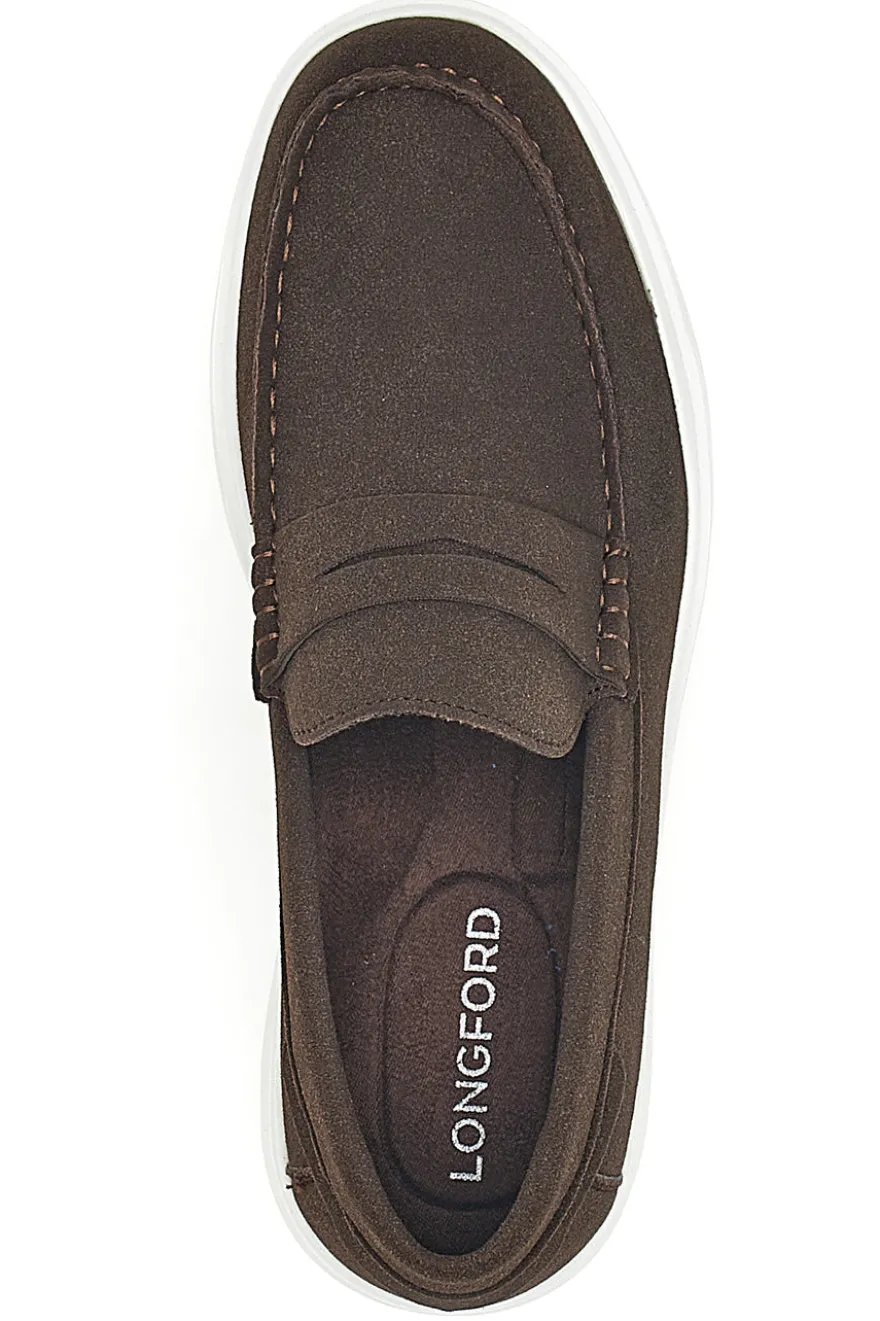 Mocassini caffè slip on con suola bianca Longford C53086