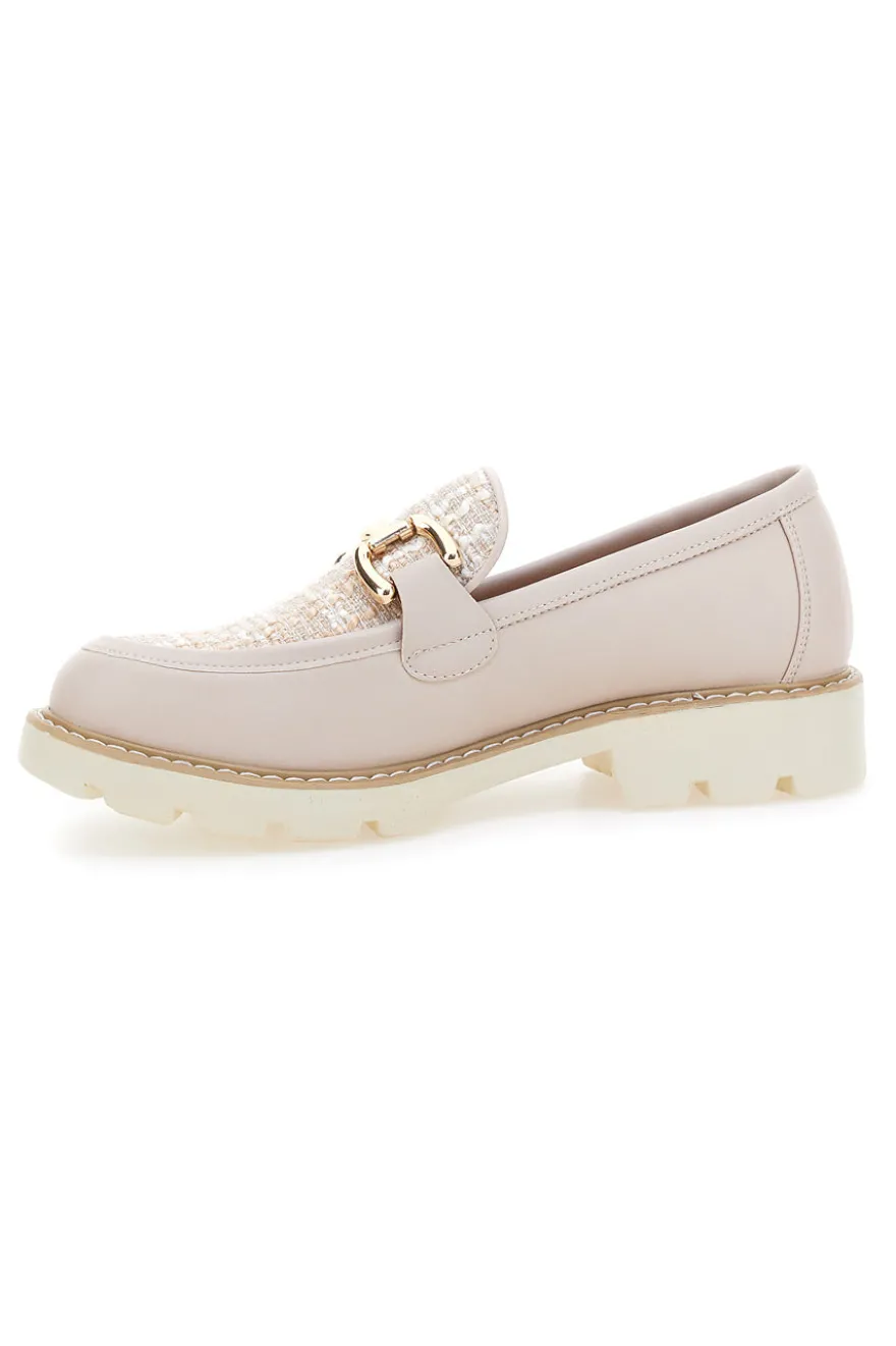Mocassini Cipria con Fibbia Dorata e Suola Bianca LE HAVRE PARIS KMD25S1K