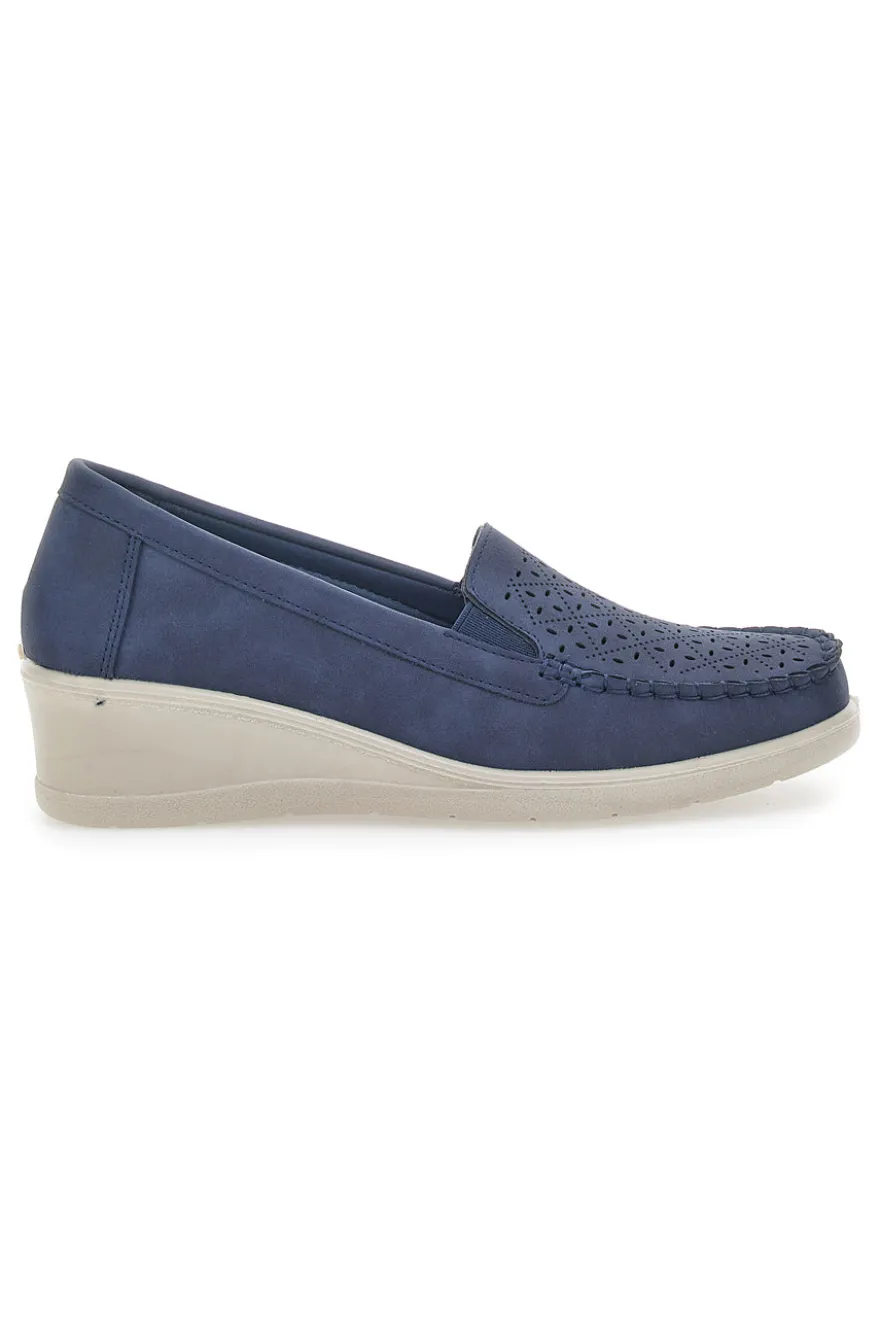 Mocassini con Zeppa Blu Navy Prima Riga 4320