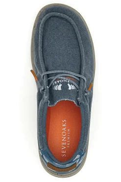 Mocassini da uomo blu in tessuto Sevenoaks YH25073