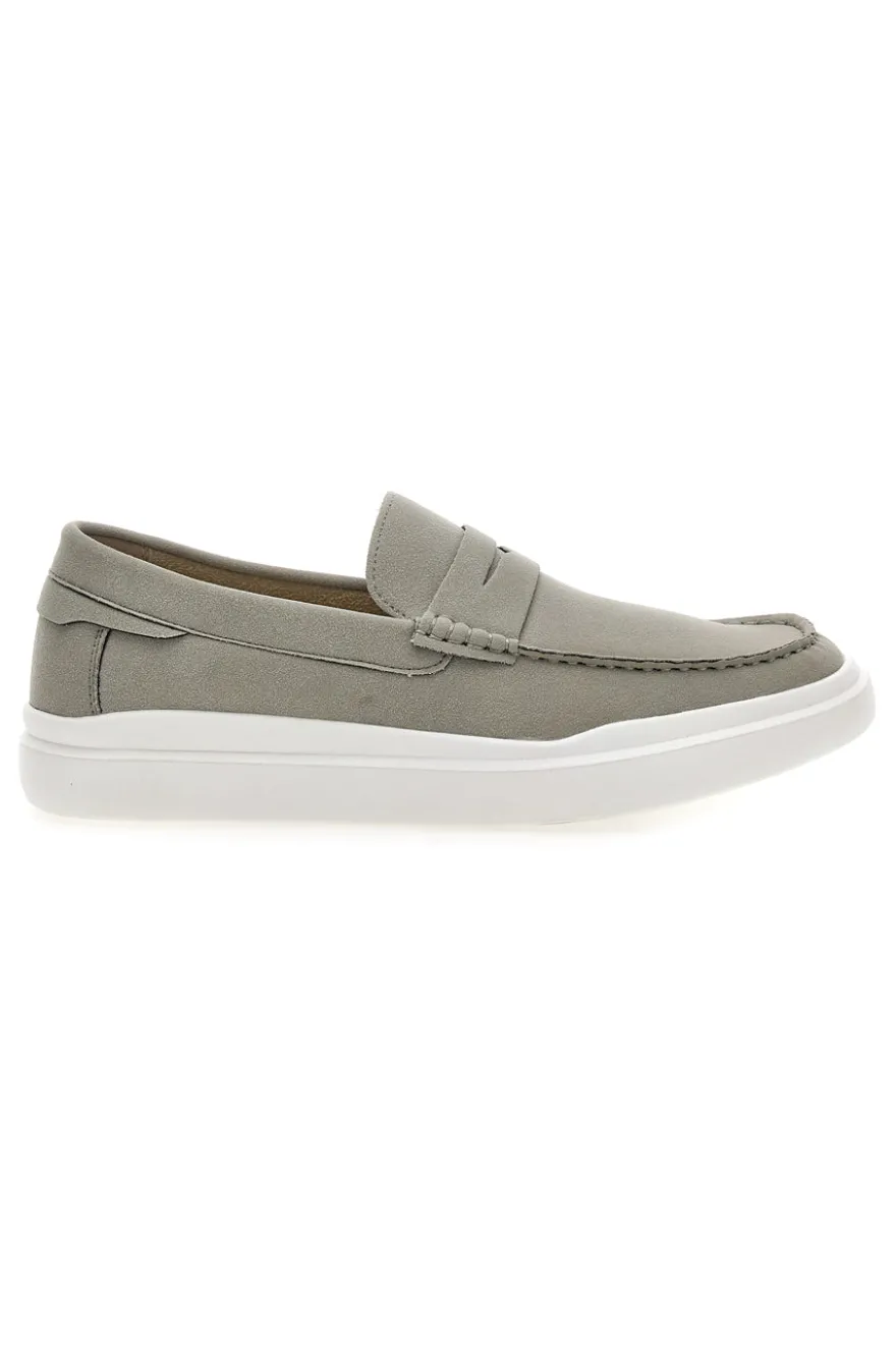 Mocassini grigi slip on con suola bianca Longford C53086