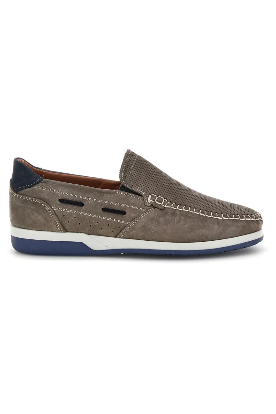 Mocassini grigio in vera pelle cuciture a vista made in Italy Pittarello 3425