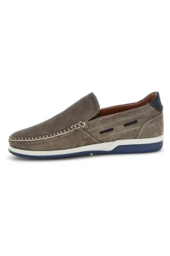Mocassini grigio in vera pelle cuciture a vista made in Italy Pittarello 3425