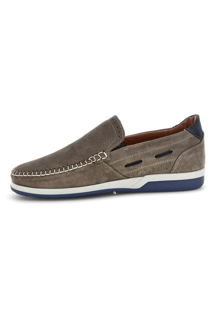 Mocassini grigio in vera pelle cuciture a vista made in Italy Pittarello 3425