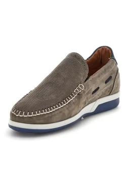 Mocassini grigio in vera pelle cuciture a vista made in Italy Pittarello 3425