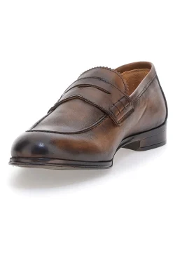 Mocassini marrone vera pelle made in italy Pittarello plus 1051