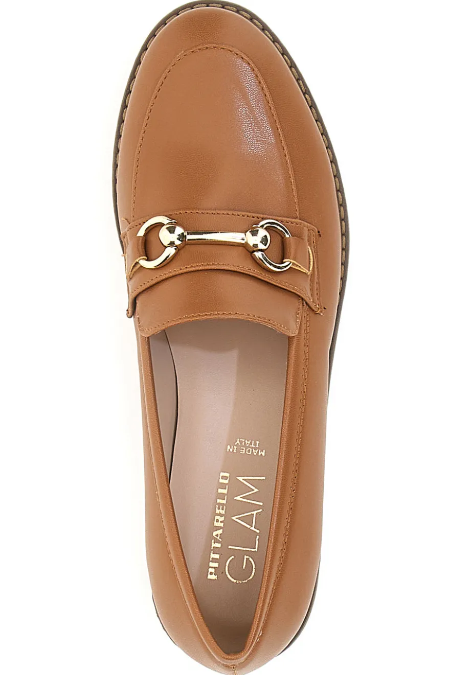 Mocassini Marroni Con Morsetto Dorato Pittarello Glam 3252