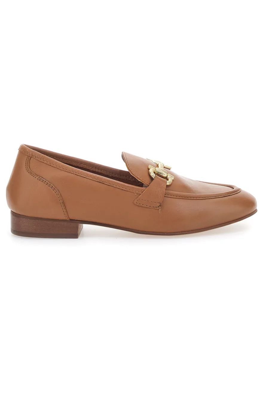 Mocassini Marroni con Morsetto Dorato Made in Italy in Vera Pelle PITTARELLO GLAM A600103