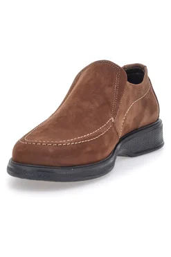 Mocassini marroni in pelle con inserti elastici Pittarello 3
