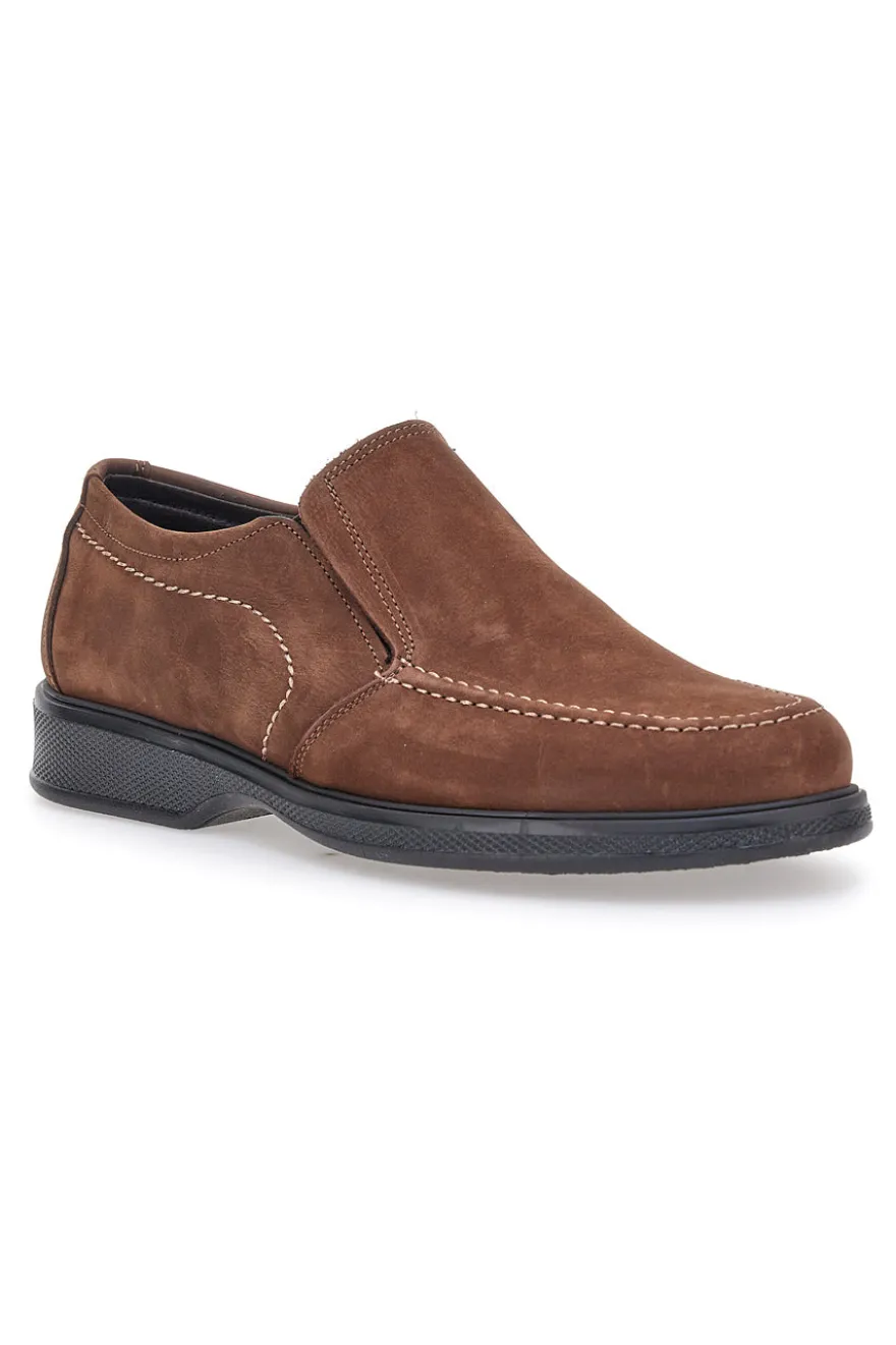 Mocassini marroni in pelle con inserti elastici Pittarello 3