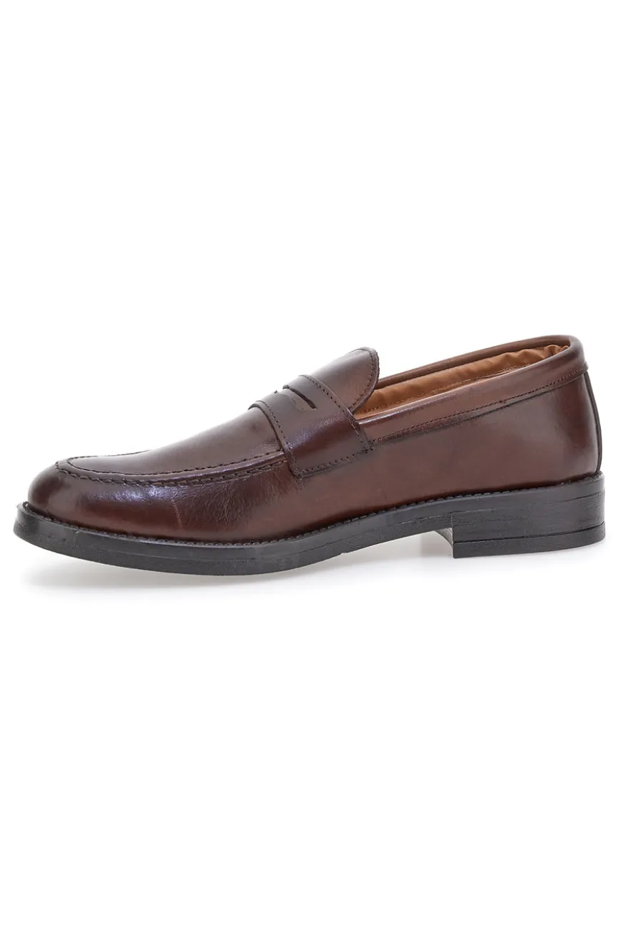 Mocassini marroni in pelle Made in Italy Pittarello Focus 102